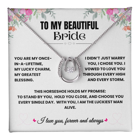 Lucky in Love – Groom to Bride Horseshoe Pendant Necklace