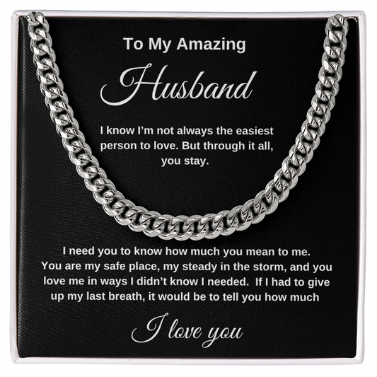 To My Husband - I Love You | Cuban Link Necklace