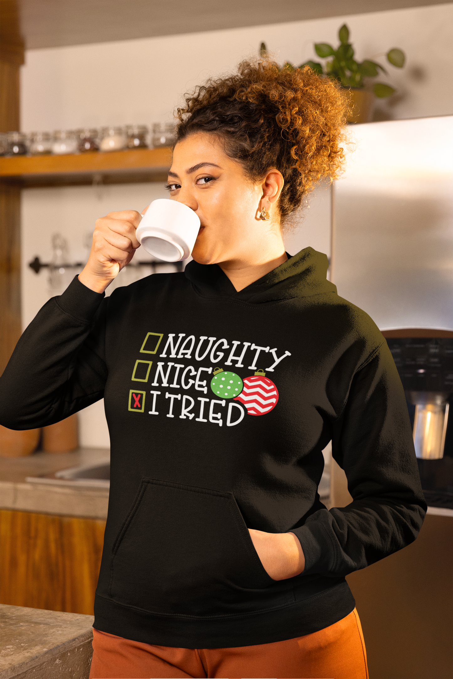 🎄"Nice, Naughty, I Tried" Unisex Hoodie😜